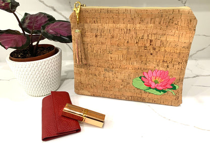 Cork clutch handbag purse vegan organic sustainable eco friendly tote woman plant lover Lily Pad gift hand bag