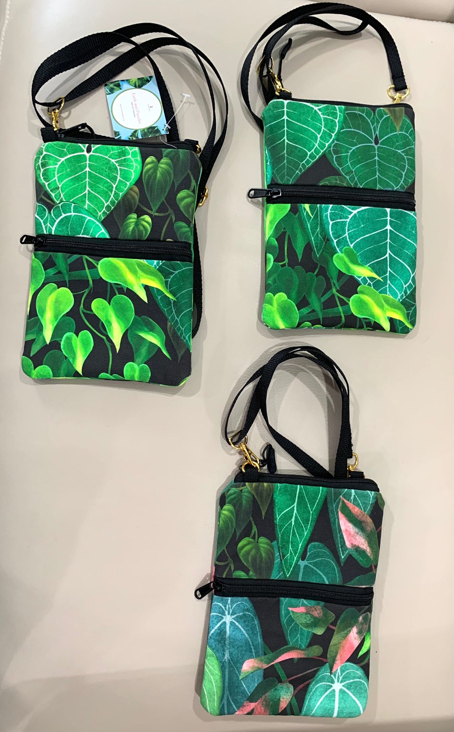 Crossbody bag with Aroid plant design Fanny pack convertible